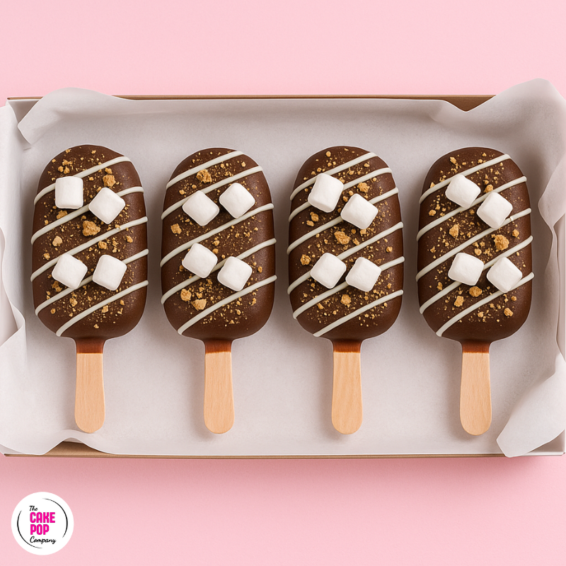 Tasty s'mores chocolate cake pops with marshmallows